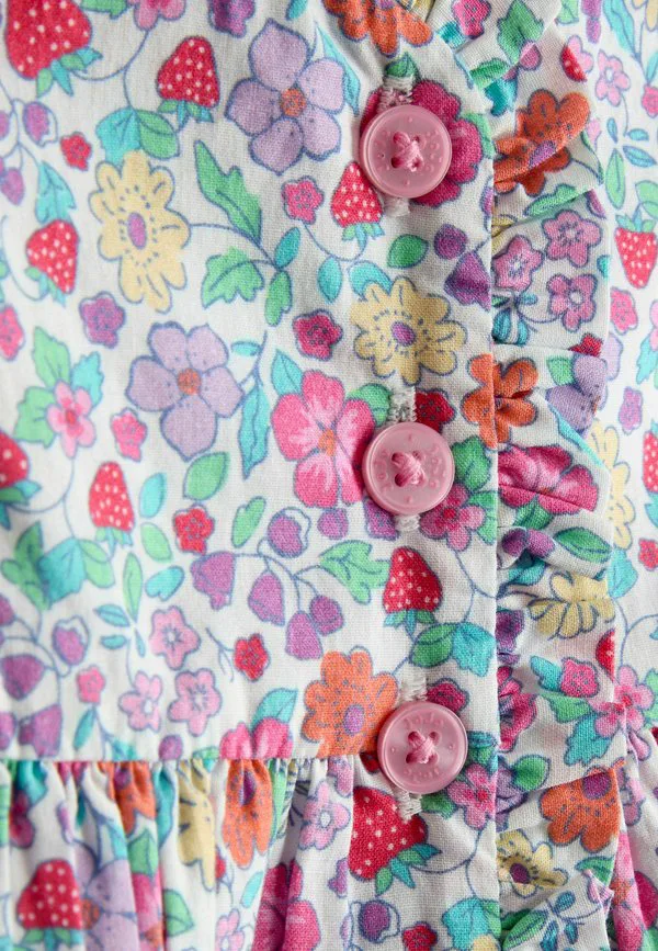 Платье прямого кроя с оборками на плечах Jojo Maman Bébé, Pink Strawberry Floral — фото 3