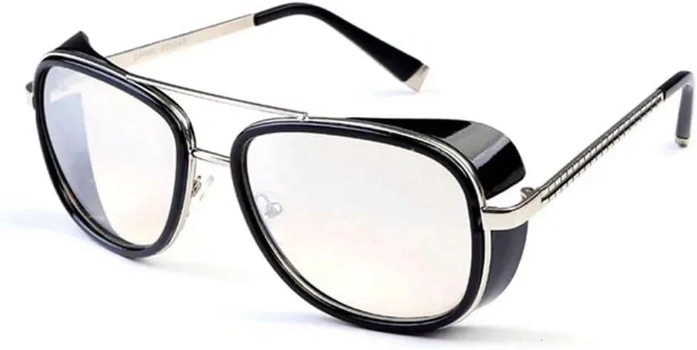 

Солнцезащитные очки в стиле стимпанк для мужчин и женщин, зеркальные солнцезащитные очки, винтажные линзы, защита от ультрафиолета UV400 HDUBFY, Black-silver