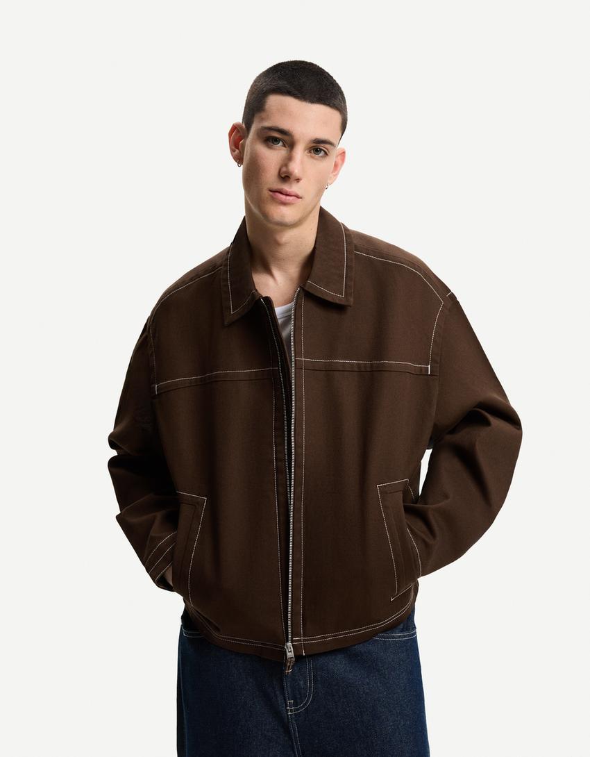 

Контрастная куртка Bershka, коричневый