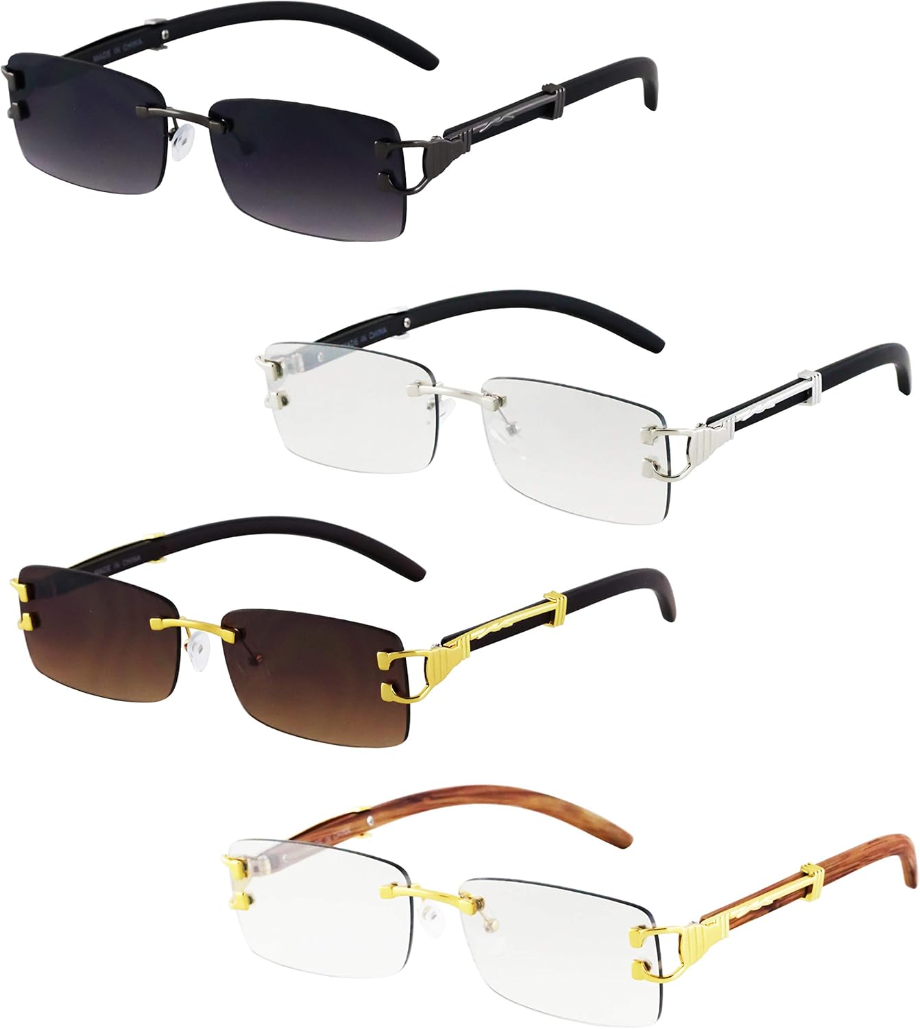 

Безупречные - Мужские модные золотистые стильные очки с прозрачными линзами, прямоугольные, в стиле ретро, ​​без оправы, солнцезащитные очки для женщин FLAWLESS EYEWEAR, Black - Silver/Clear - Brown - Wood/Clear