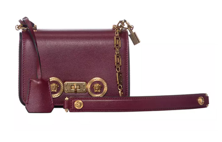 VERSACE Кожаная сумка через плечо из коровьей кожи, мини-кроссбоди женская, пастельный фиолетовый цвет — фото 2