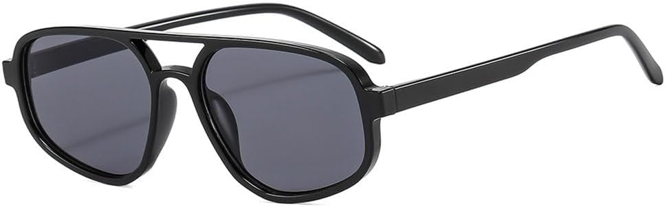 

Ретро-солнцезащитные очки с двойной перемычкой для мужчин, модные, простые, легкие, женские солнцезащитные очки, трендовые оттенки, защита от УФ-излучения UV400 HHZZYVY, Black Grey