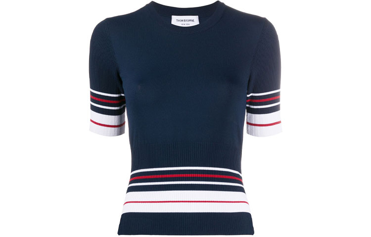 

Футболка женская морская синяя THOM BROWNE, Синий, Футболка женская морская синяя THOM BROWNE