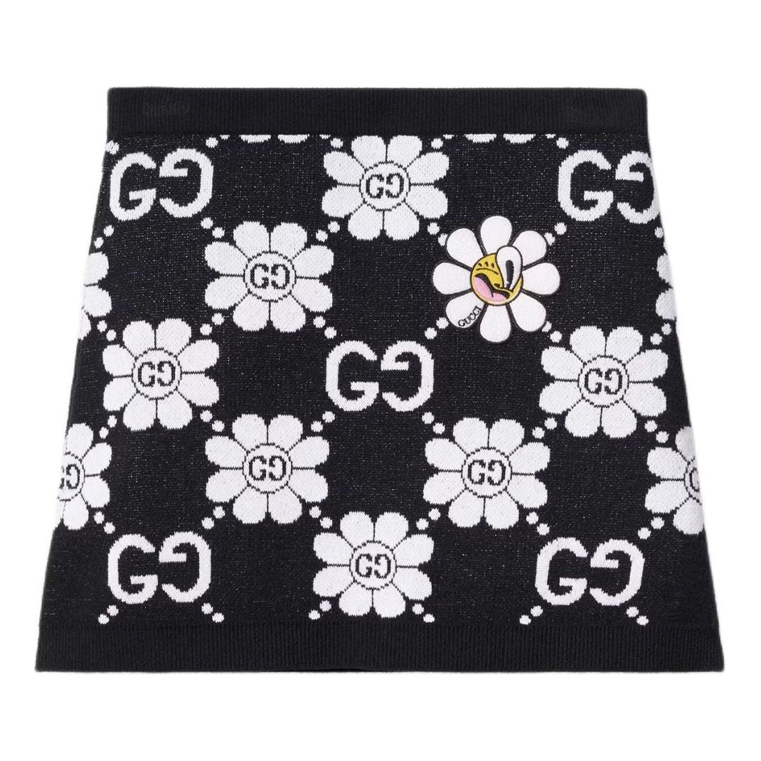 

(WMNS) Юбка Gucci GG Flower из хлопкового жаккарда, цвет «Черный-белый»