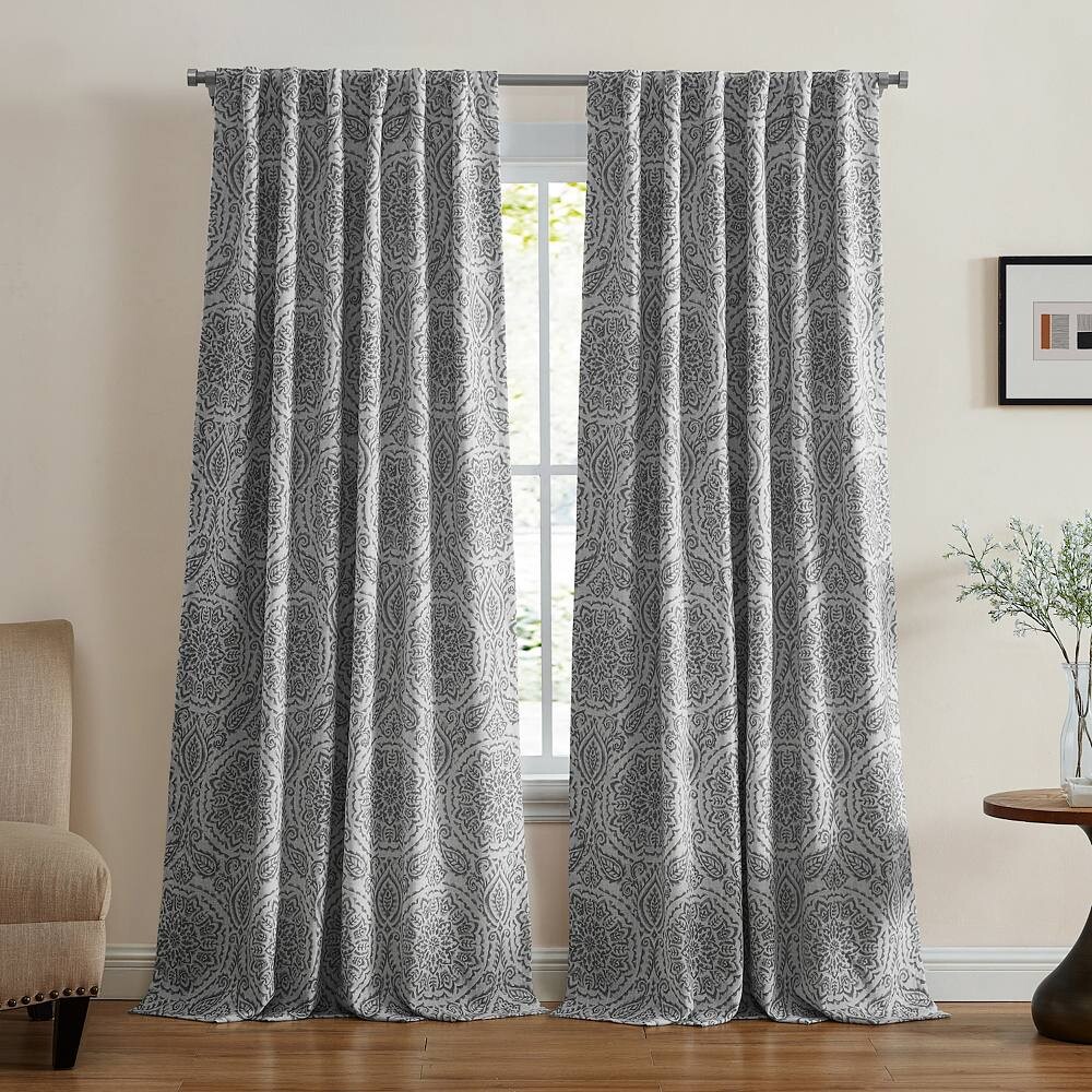 

Elrene Home Fashions Джованни Медальон из льняной смеси Затемняющая оконная занавеска, серый