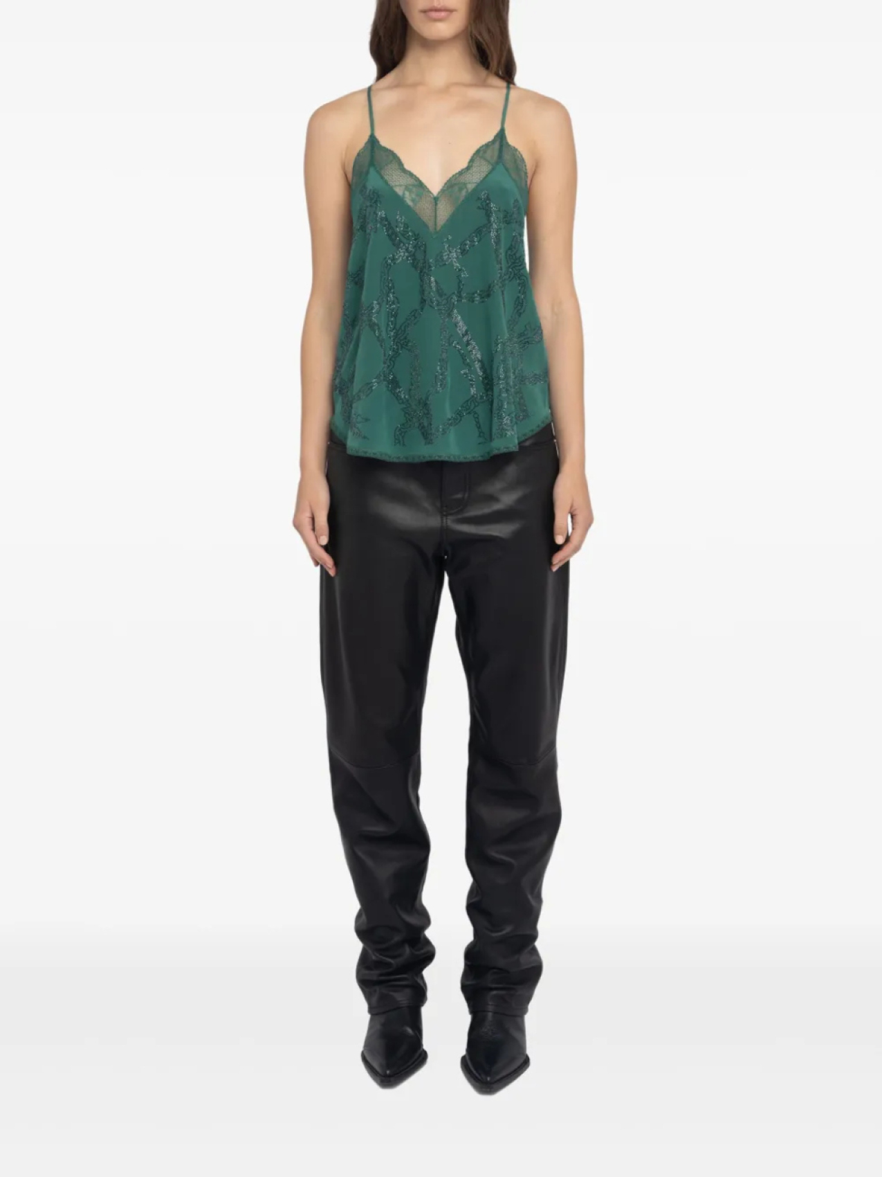 

Топ Zadig&Voltaire lace-trimmed top, зеленый