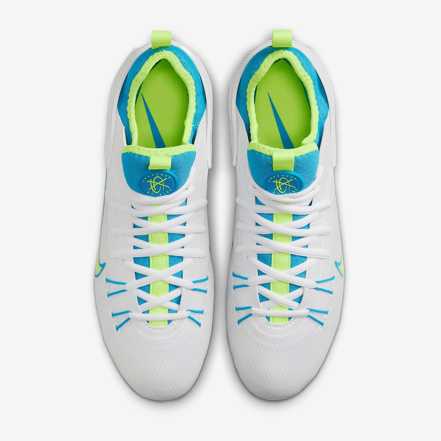 Бутсы для лакросса Nike Huarache 9 Elite Low для мужчин, White/Vivid Blue/Volt — фото 4