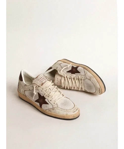Мужские кроссовки Ballstar из кожи и текстиля GOLDEN GOOSE белые — фото 2