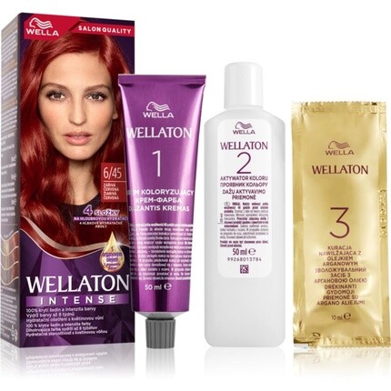 

Wella Интенсивная стойкая краска для волос Wellaton с аргановым маслом 6/45 Красная страсть - 1 шт.