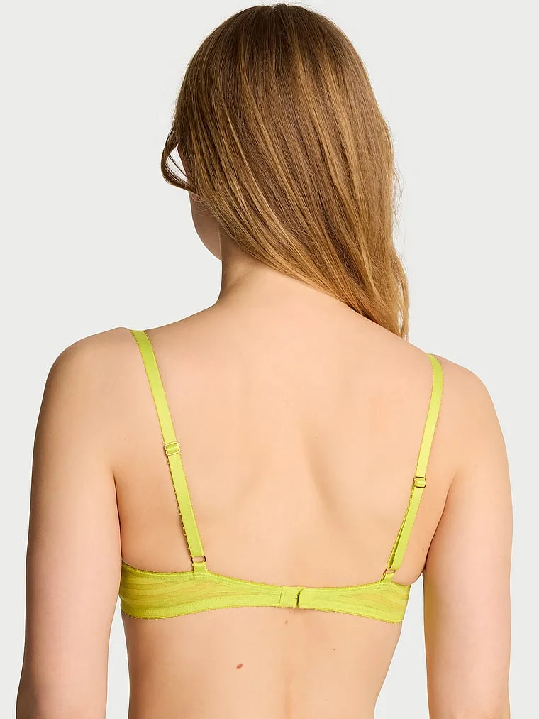 Бюстгальтер-Полубюстгальтер без подкладки в полоску Tease Victoria'S Secret, Lace Trim Gecko Yellow — фото 4