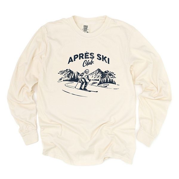 

Aprés ski club mountains - женская футболка с длинным рукавом и принтом Simply Sage Market, Ivory