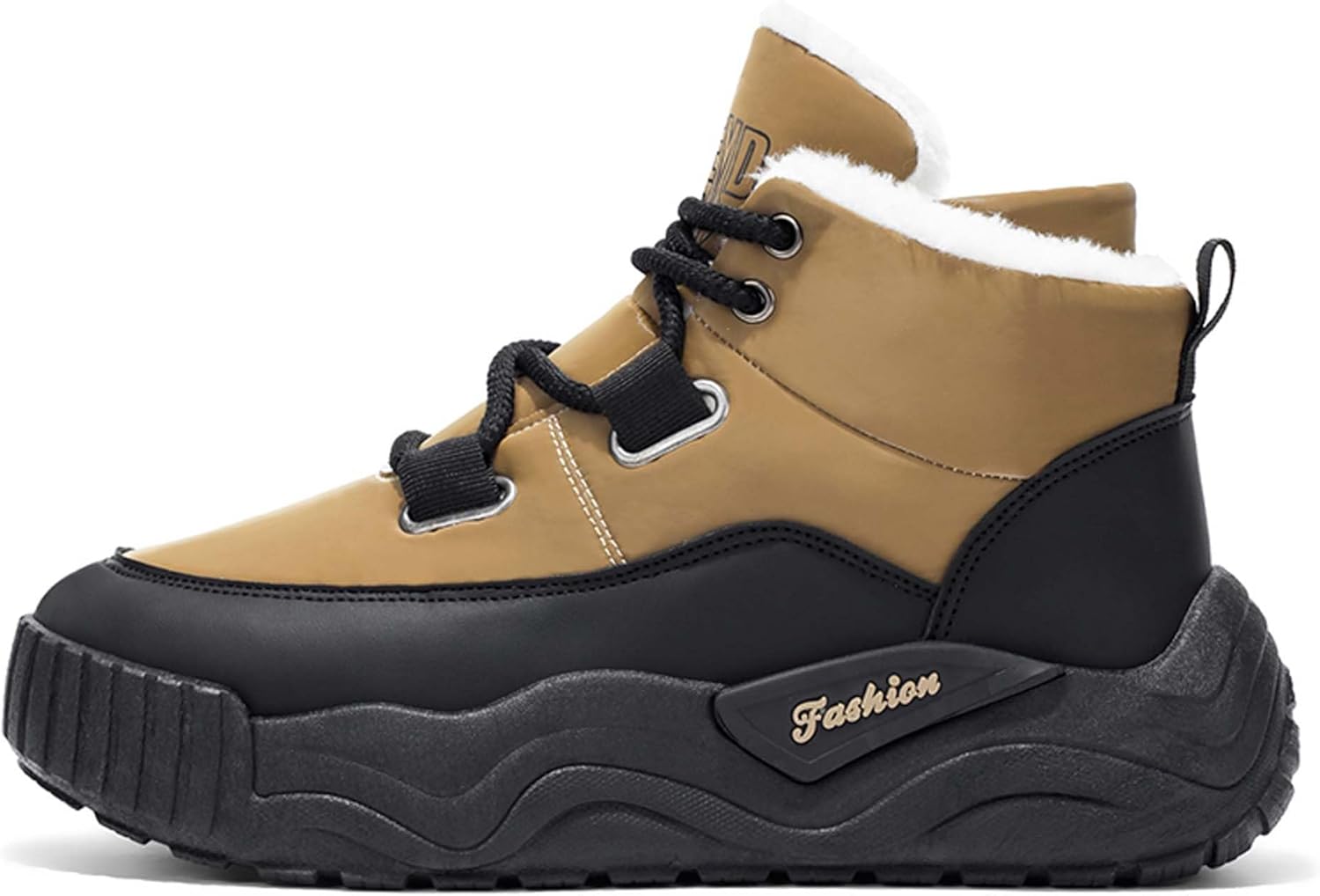 

Зимние высокие ботинки для прогулок с толстой подошвой и теплой пушистой подкладкой, снегоступы Generic, черный