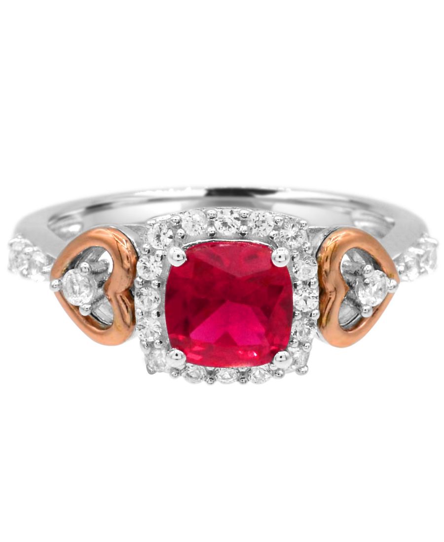 

Женское кольцо в форме сердца с покрытием из розового золота 14 карат в оправе из стерлингового серебра Macy's, Red