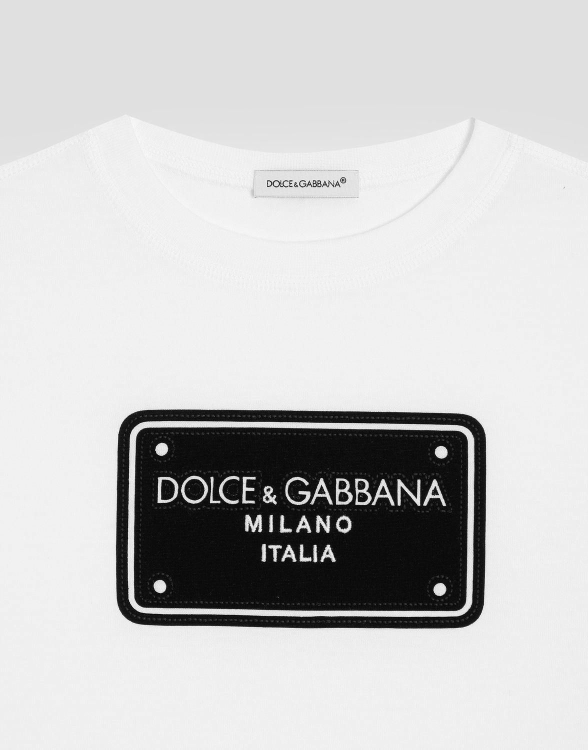 Футболка из джерси с логотипной нашивкой Dolce&Gabbana, белый — фото 4