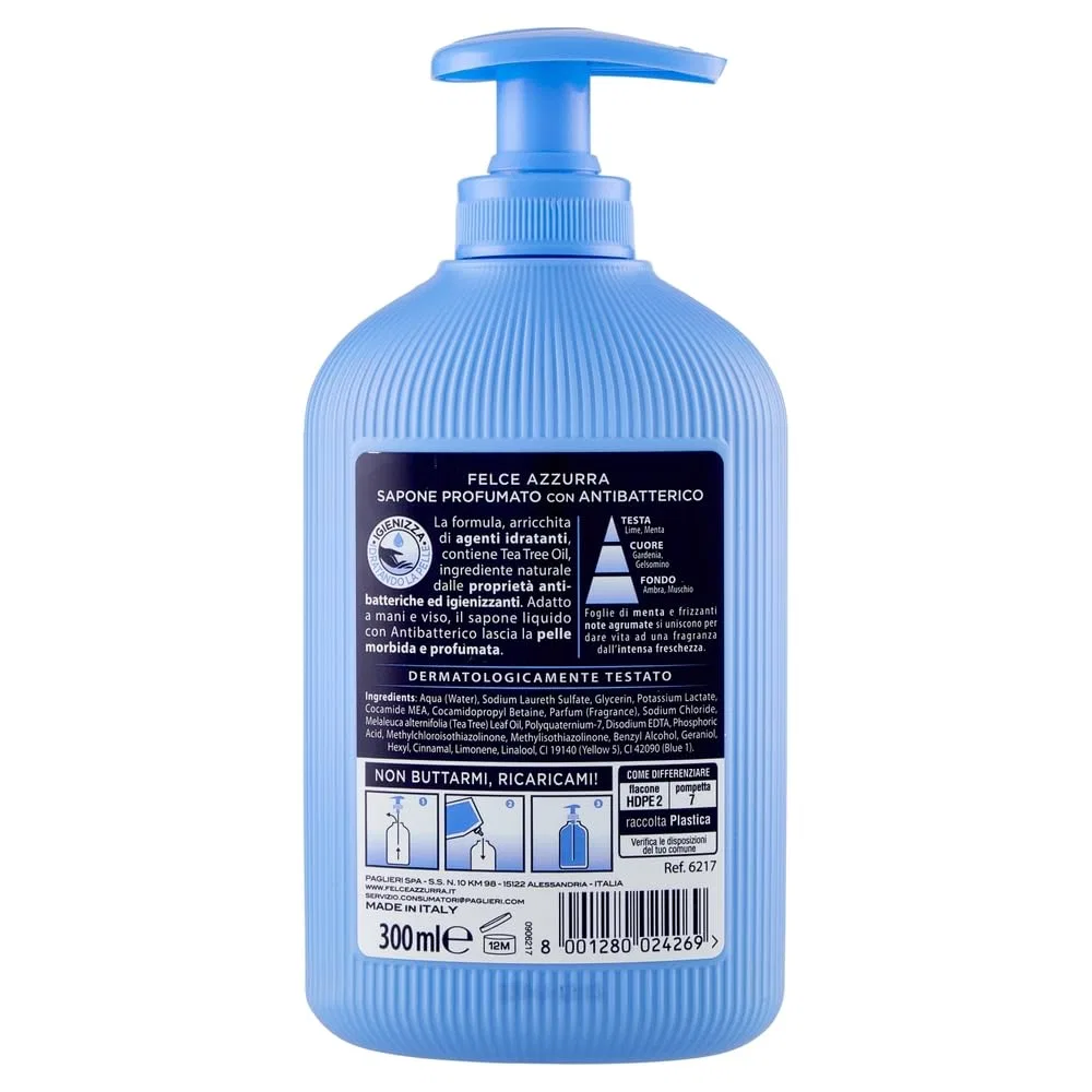 Жидкое мыло Felce Azzurra Menta e Lime с мятой и лаймом, 12 x 300 мл Beni Culinari