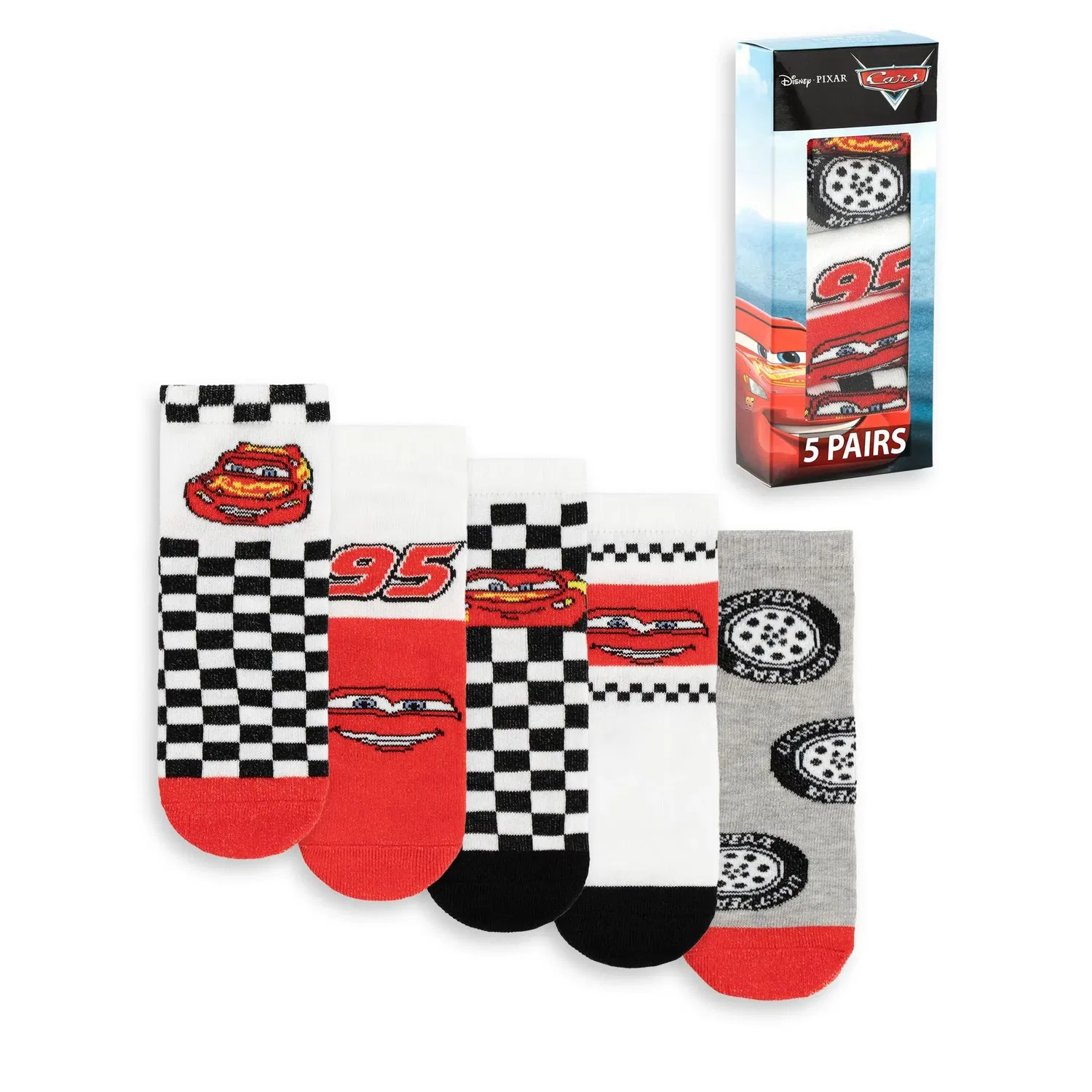 Носки детские 5 пар с Lightning McQueen Disney, мультиколор