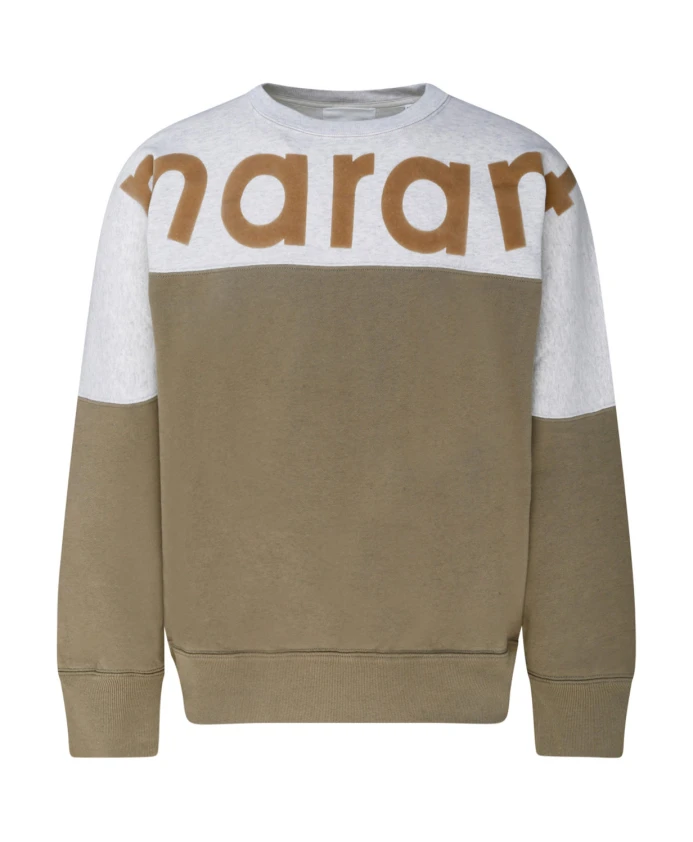 

Толстовка с логотипом цвета хаки и светло-серого цвета Isabel Marant, коричневый