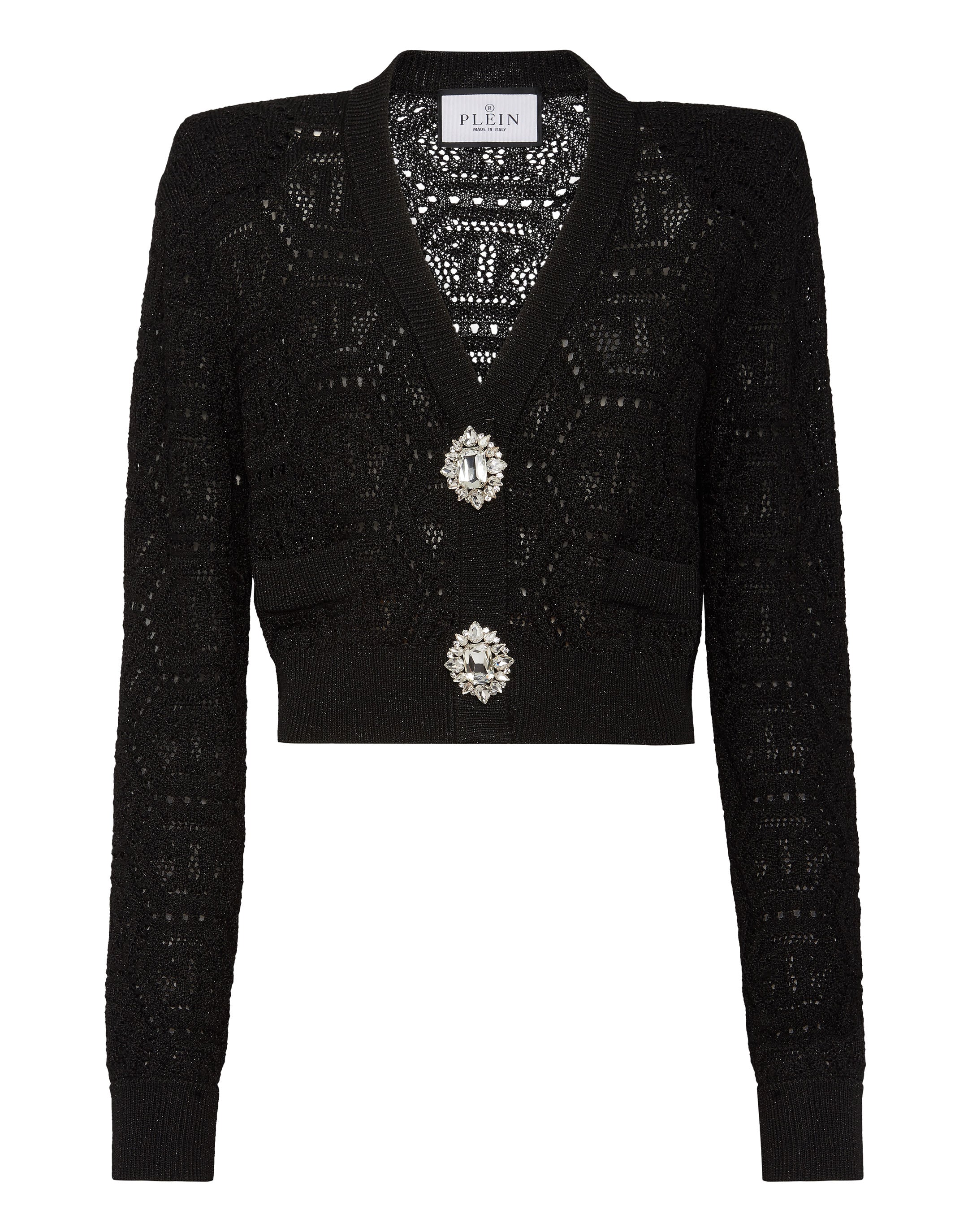 

Кардиган с люрексом и монограммой PHILIPP PLEIN, черный