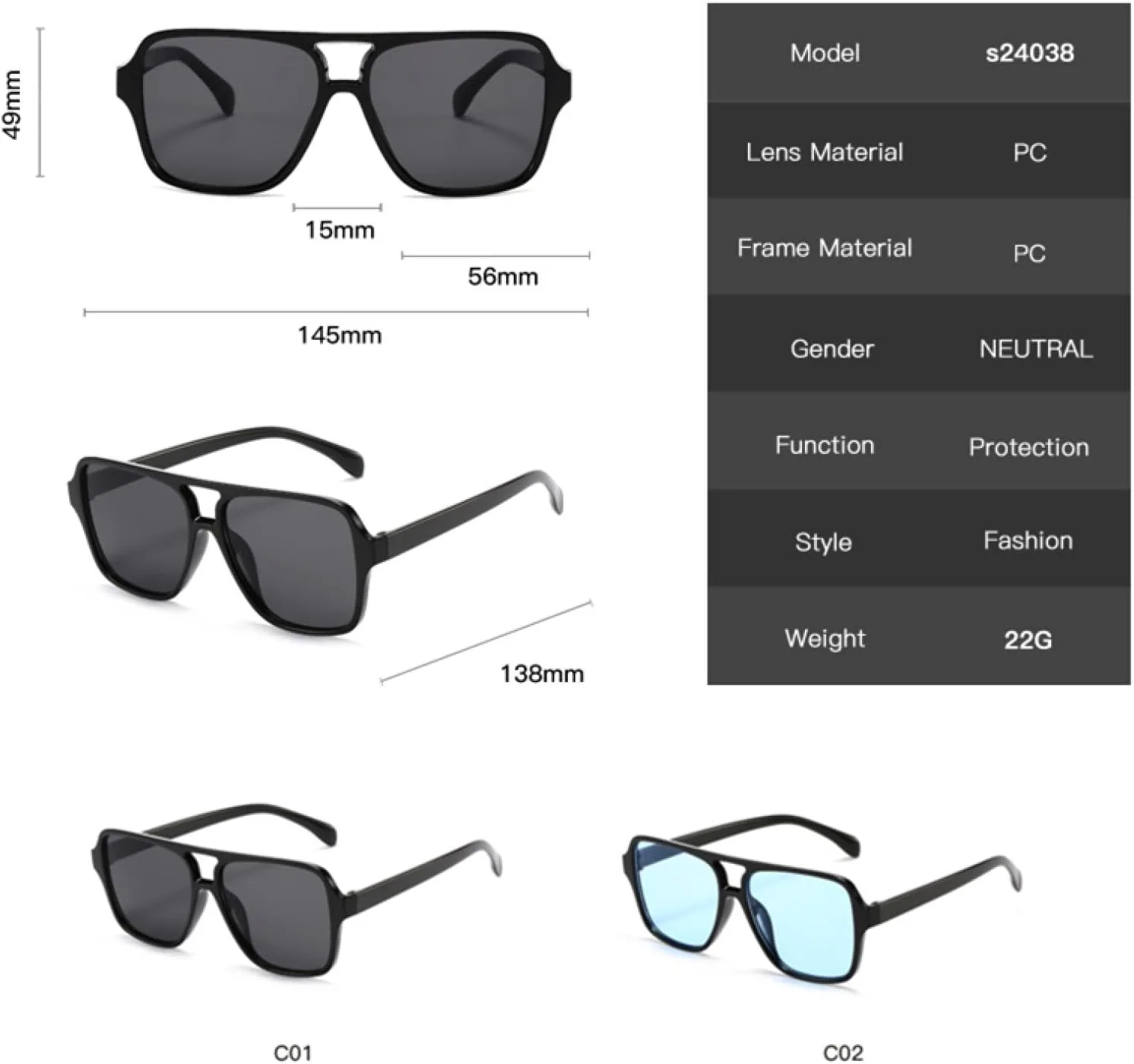 

Модные классические солнцезащитные очки в прямоугольной оправе для женщин, солнцезащитные очки для мужчин с защитой от УФ-излучения UV400 TVTBBVV, Black Blue