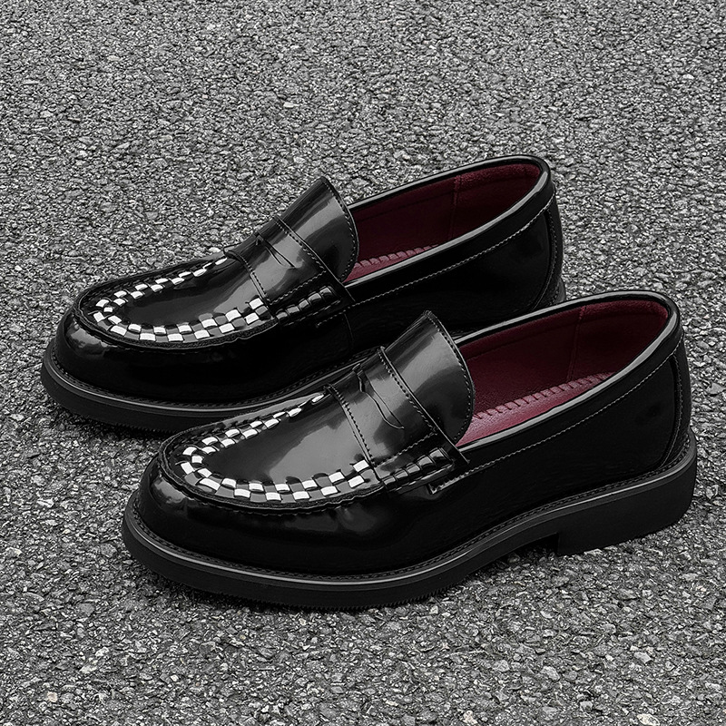 WEISHIBANGWEI Мужские лоферы черные с потайной платформой, цвет Black Hidden Wedge — фото 3