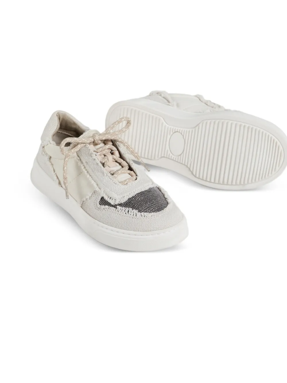 Кроссовки на шнуровке Brunello Cucinelli Kids, нейтральный — фото 4