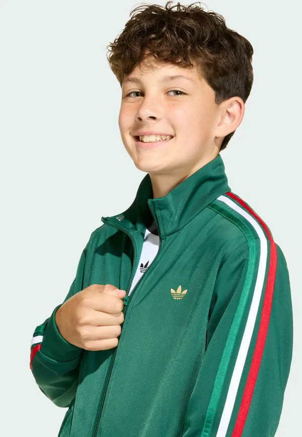 Свободная тренировочная куртка firebird для легкой атлетики Adidas Originals, Team Dark Green Dark Football Gold — фото 3