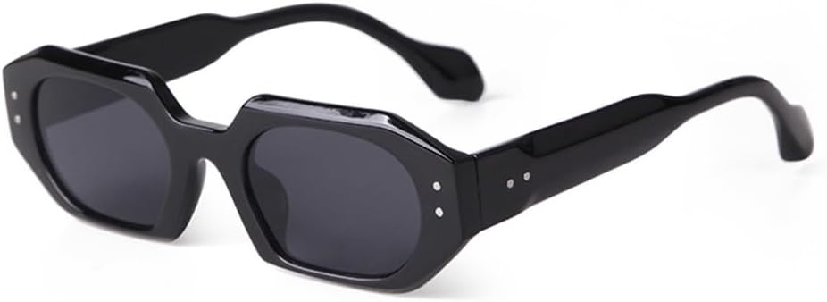 

Винтажные многоугольные солнцезащитные очки для женщин и мужчин, роскошные, модные, прямоугольные, с заклепками, популярные, для путешествий, с защитой от УФ-излучения UV400 LVTFCO, C1