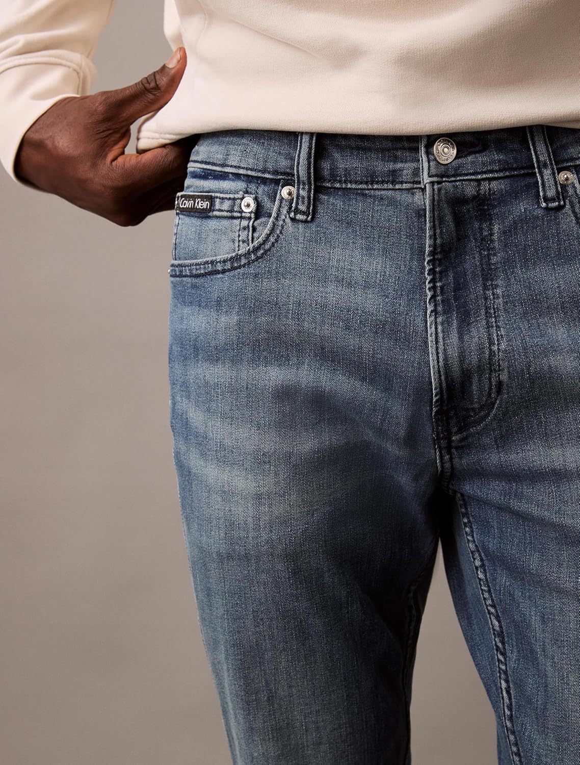 Мужские узкие джинсы Calvin Klein с высокой эластичностью, Chipped Blue — фото 4