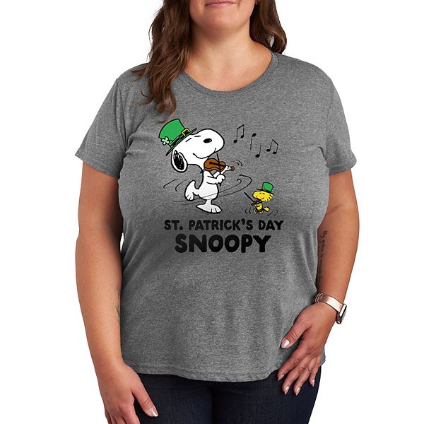 

Футболка с принтом Snoopy в стиле St Patrick's Day и арахисом Licensed Character, Heather Gray