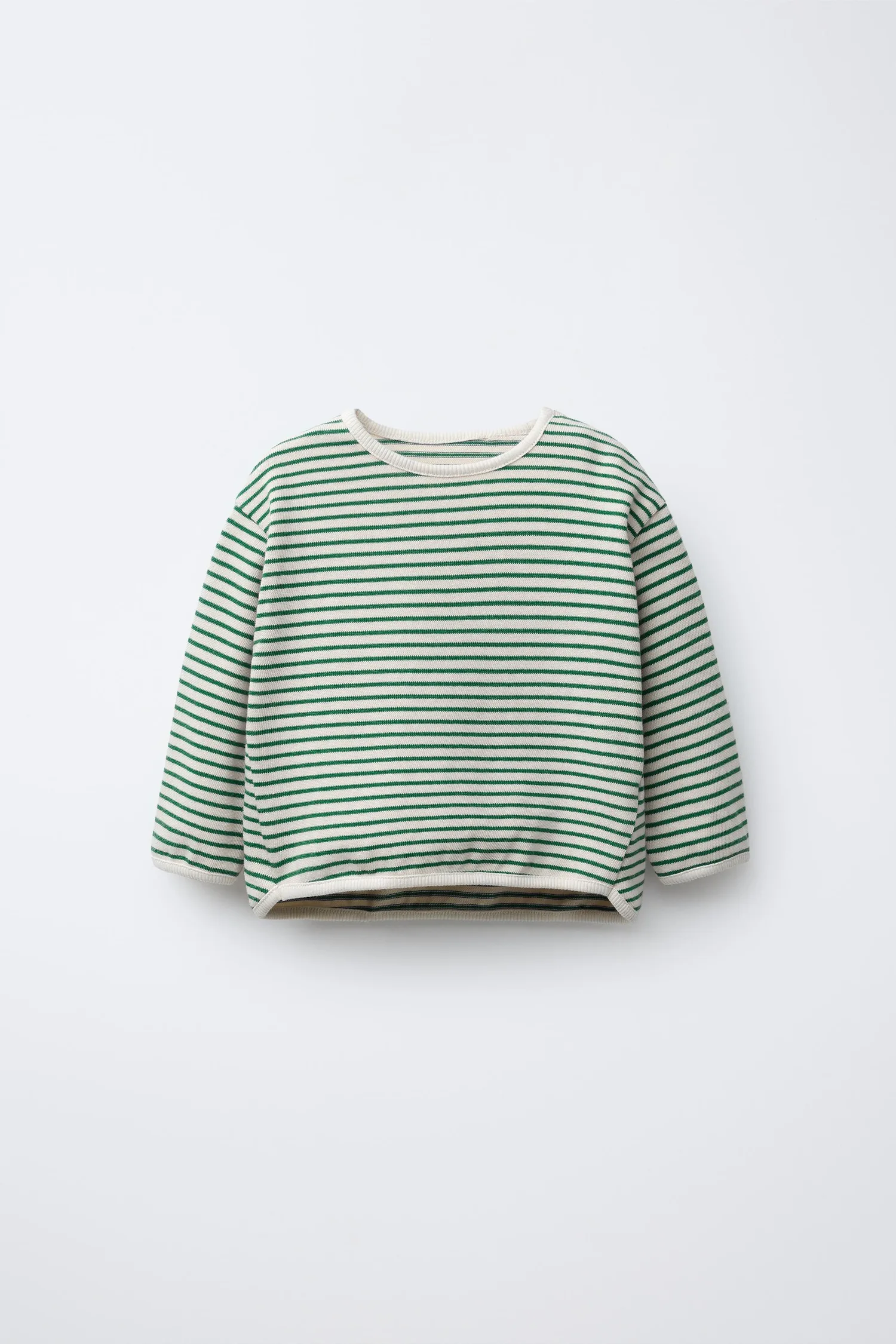 Полосатая футболка Zara, зеленый