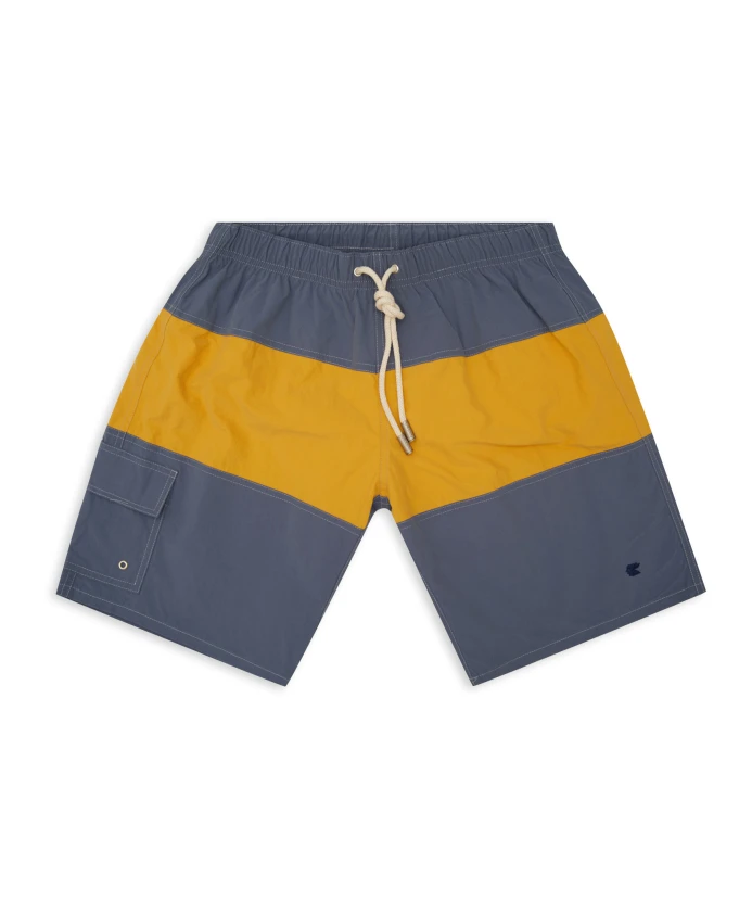 

Однотонные синие мужские плавки-боксеры с контрастными деталями Gallo, мультиколор