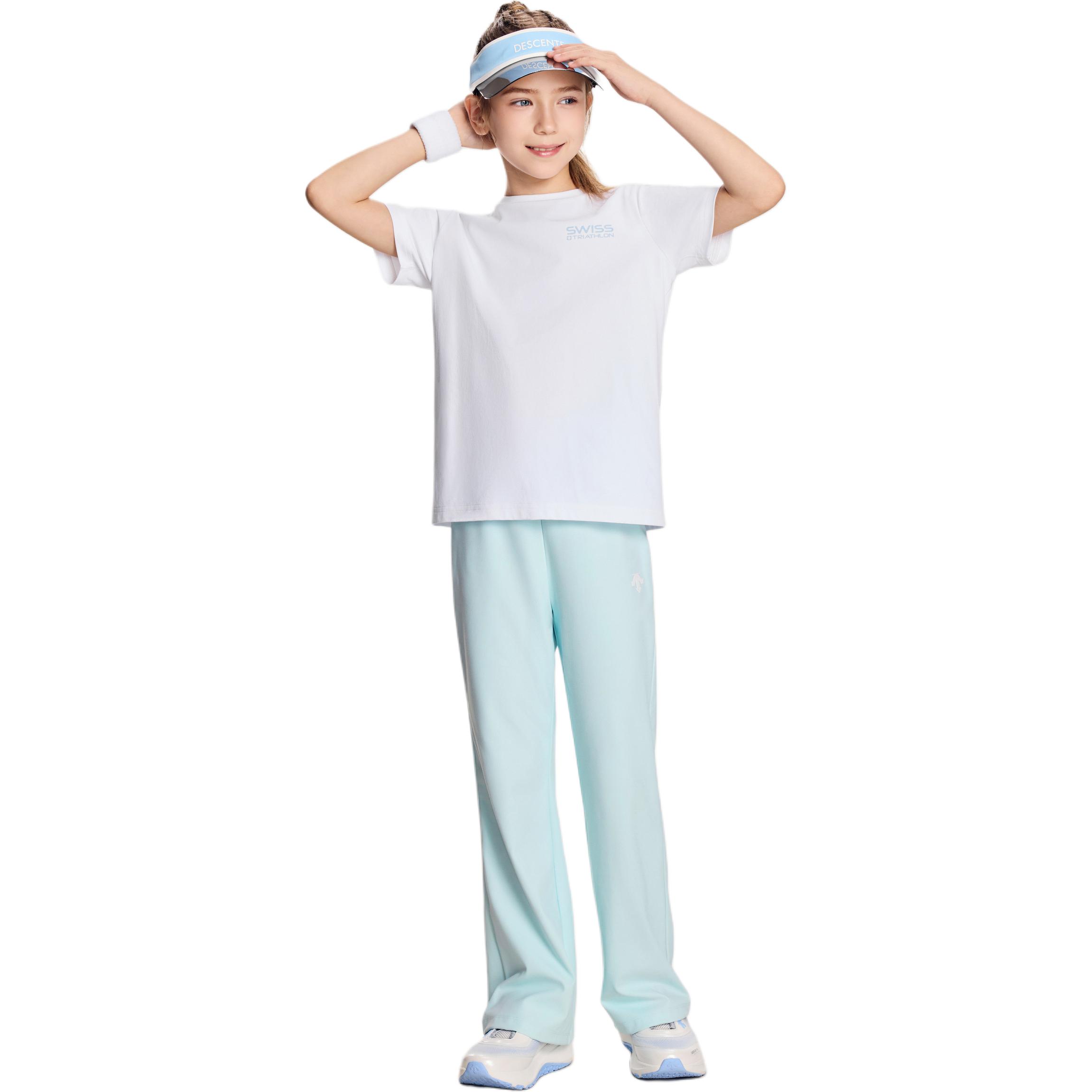 

Детские быстросохнущие футболки для бега Descente, wt-bright белый tpg