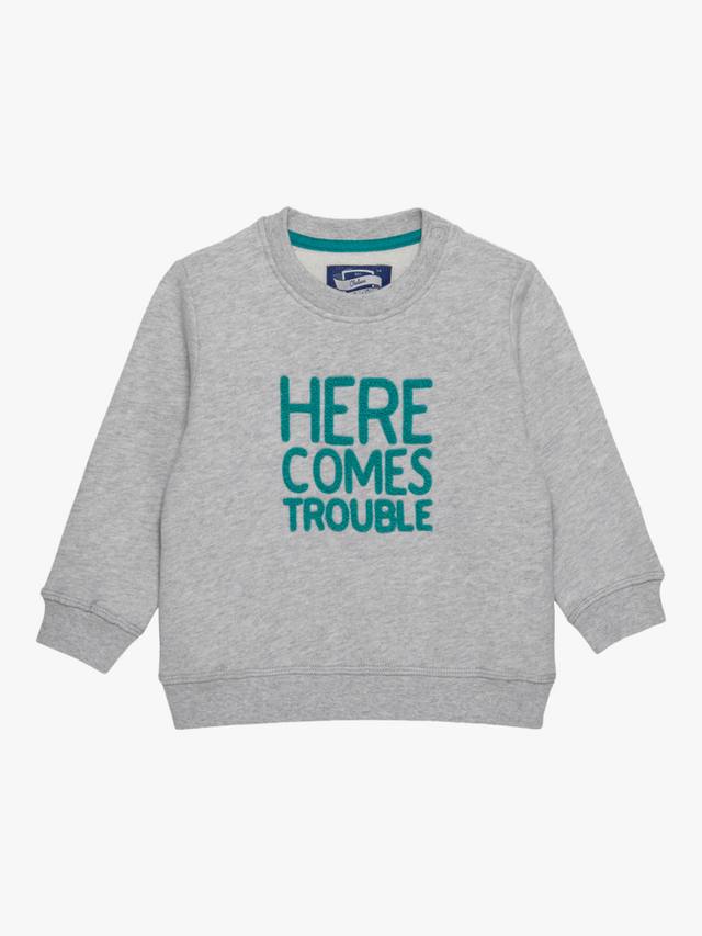 

Детская хлопчатобумажная толстовка here comes trouble Trotters, цвет Grey Marl/Green