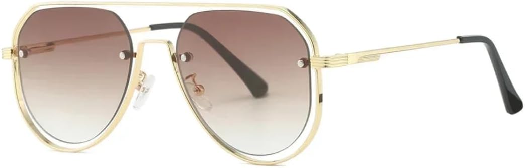 

Мужские солнцезащитные очки в стиле ретро с металлическими двойными перемычками, градиентные линзы, защита от УФ-излучения UV400, женские солнцезащитные очки в стиле панк SZVVBKK, Gold Tea