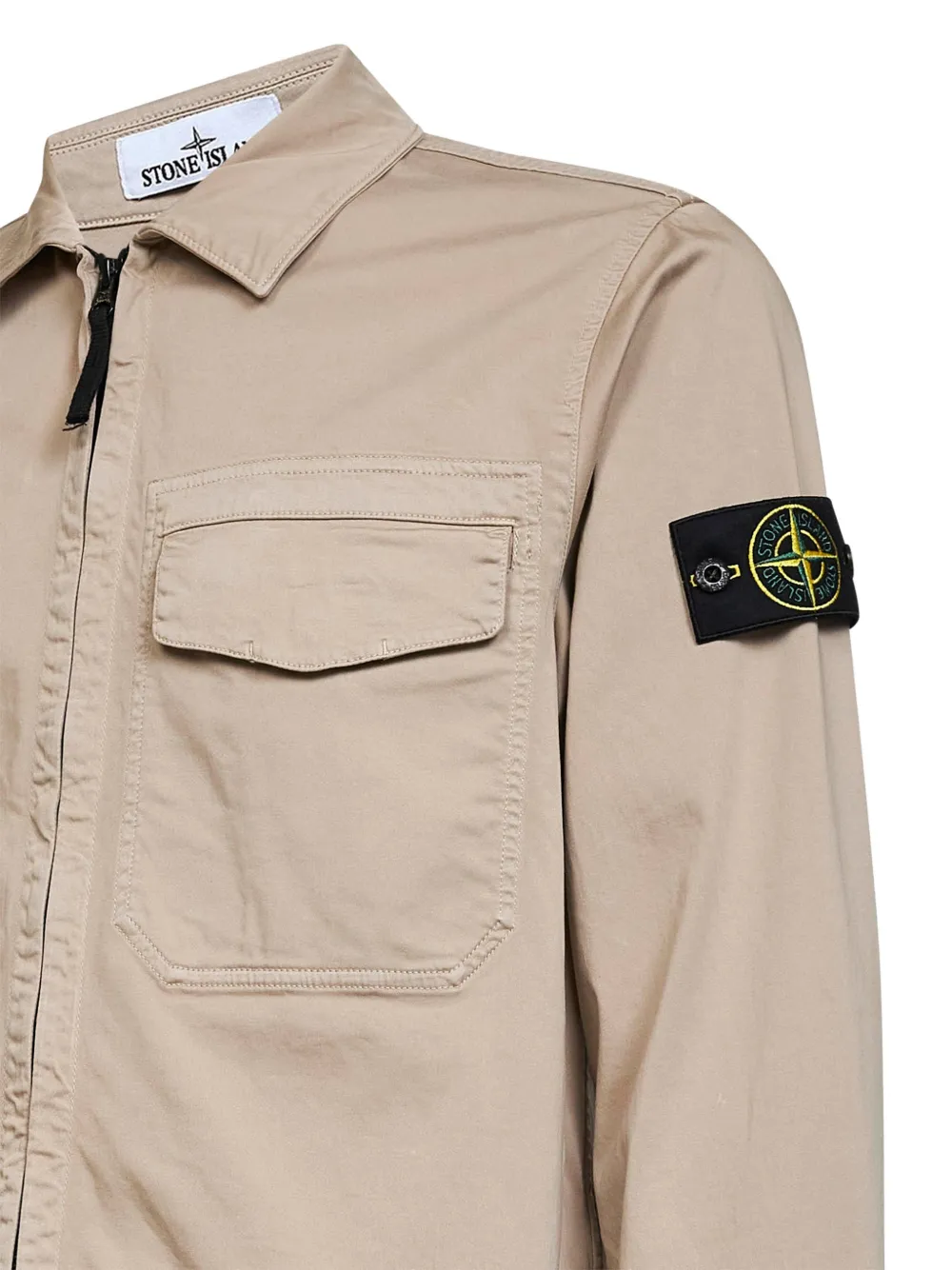 Куртка с нашивкой-логотипом и накладными карманами Stone Island, нейтральный — фото 3