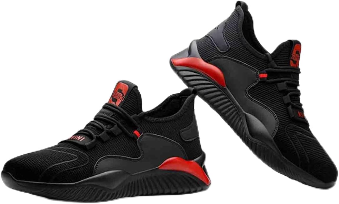 

Дышащие защитные ботинки, стальные носки для мужчин и женщин, обувь для труда с защитой от раздавливания и проколов, легкие кроссовки для защиты и приключений (черно-красные, EU 40) Hancha