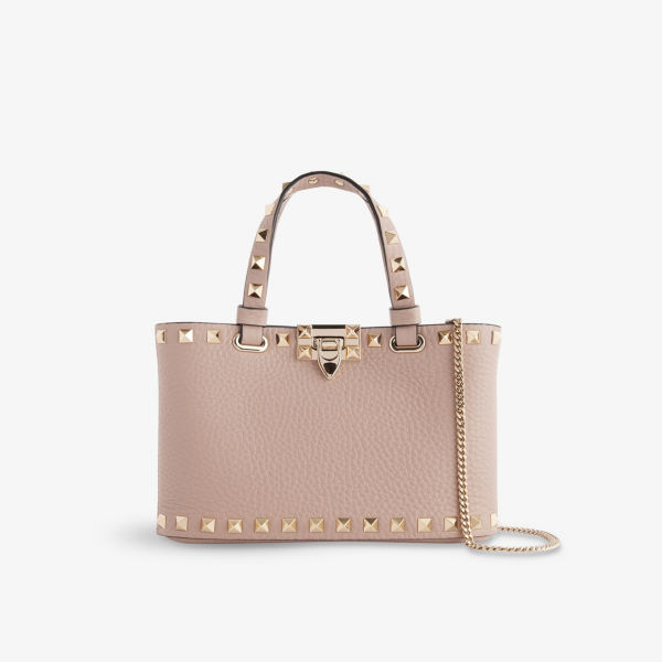 

Мини-сумка Rockstud с верхней ручкой из кожи Valentino Garavani, цвет poudre