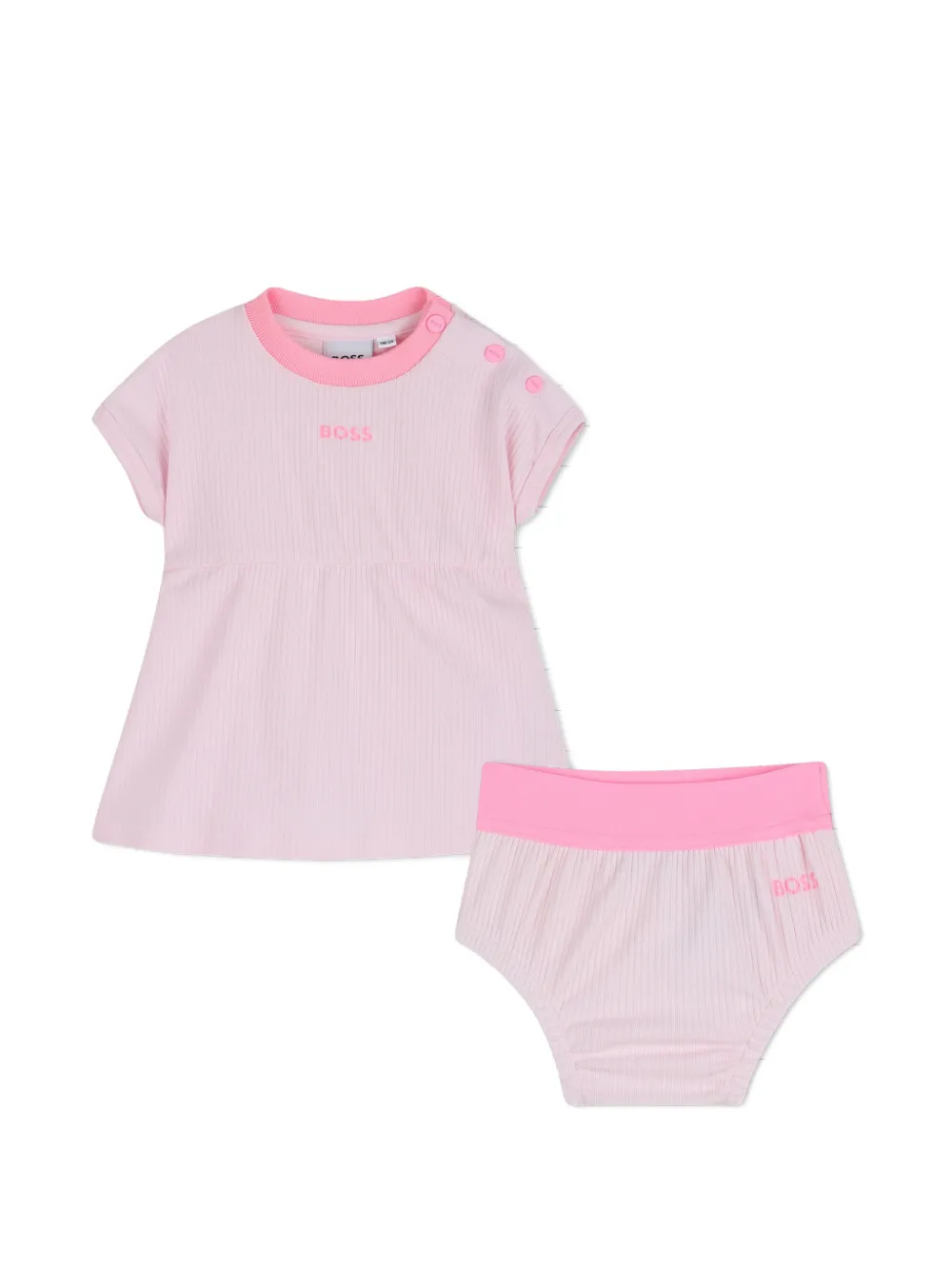 

Костюм-двойка в рубчик Boss Kidswear, розовый