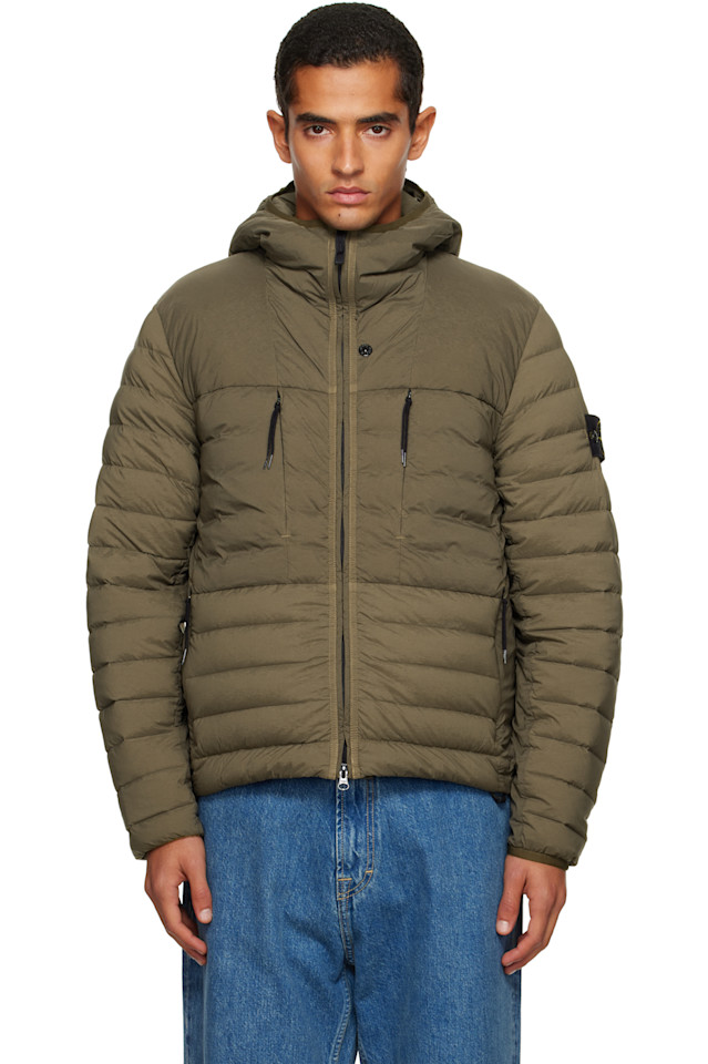 

Stone Island Бесшовная нейлоновая пуховая куртка Khaki 4100020