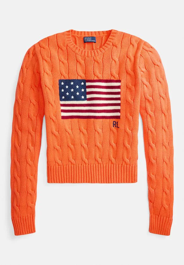 Свитер-Комбинезон из хлопка с усадкой и косами. Polo Ralph Lauren, Sailing Orange — фото 4