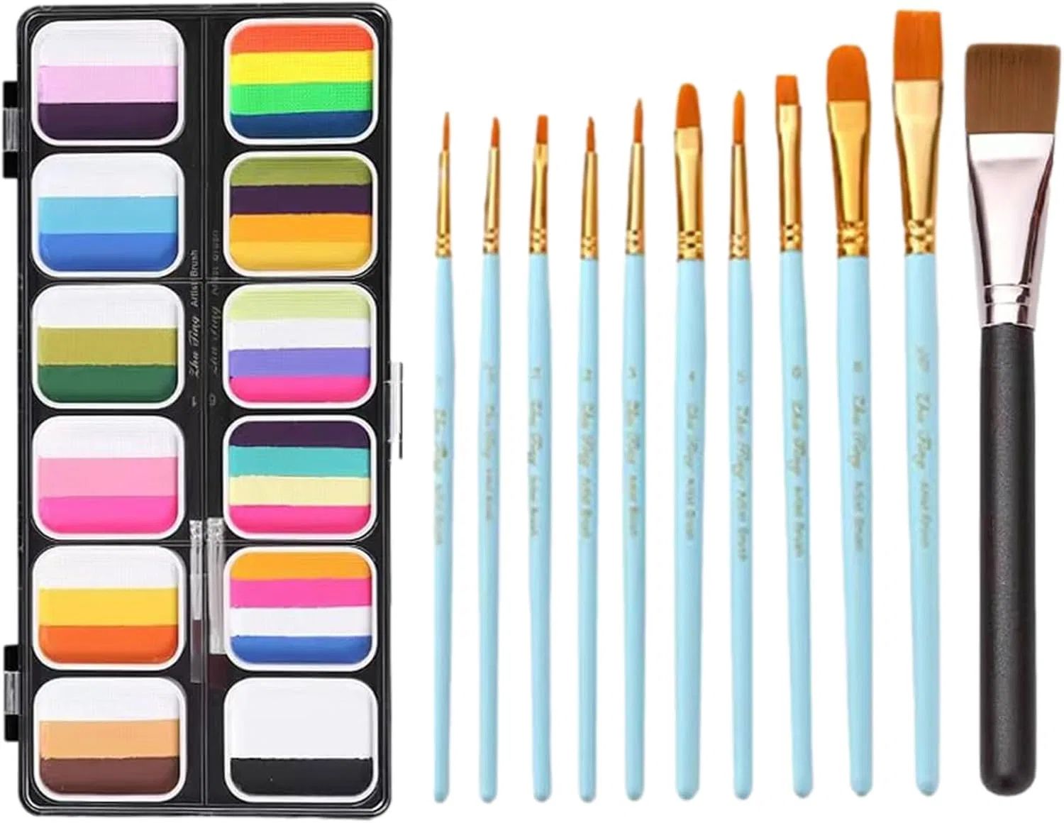 Набор для аквагрима 12 цветов, Rainbow Palette, голубой