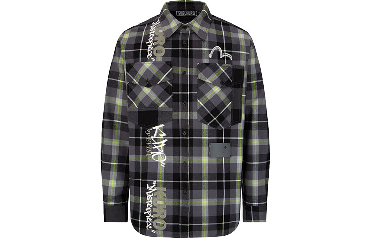 

Рубашка мужская клетчатая цветы Evisu, цвет Plaid flowers