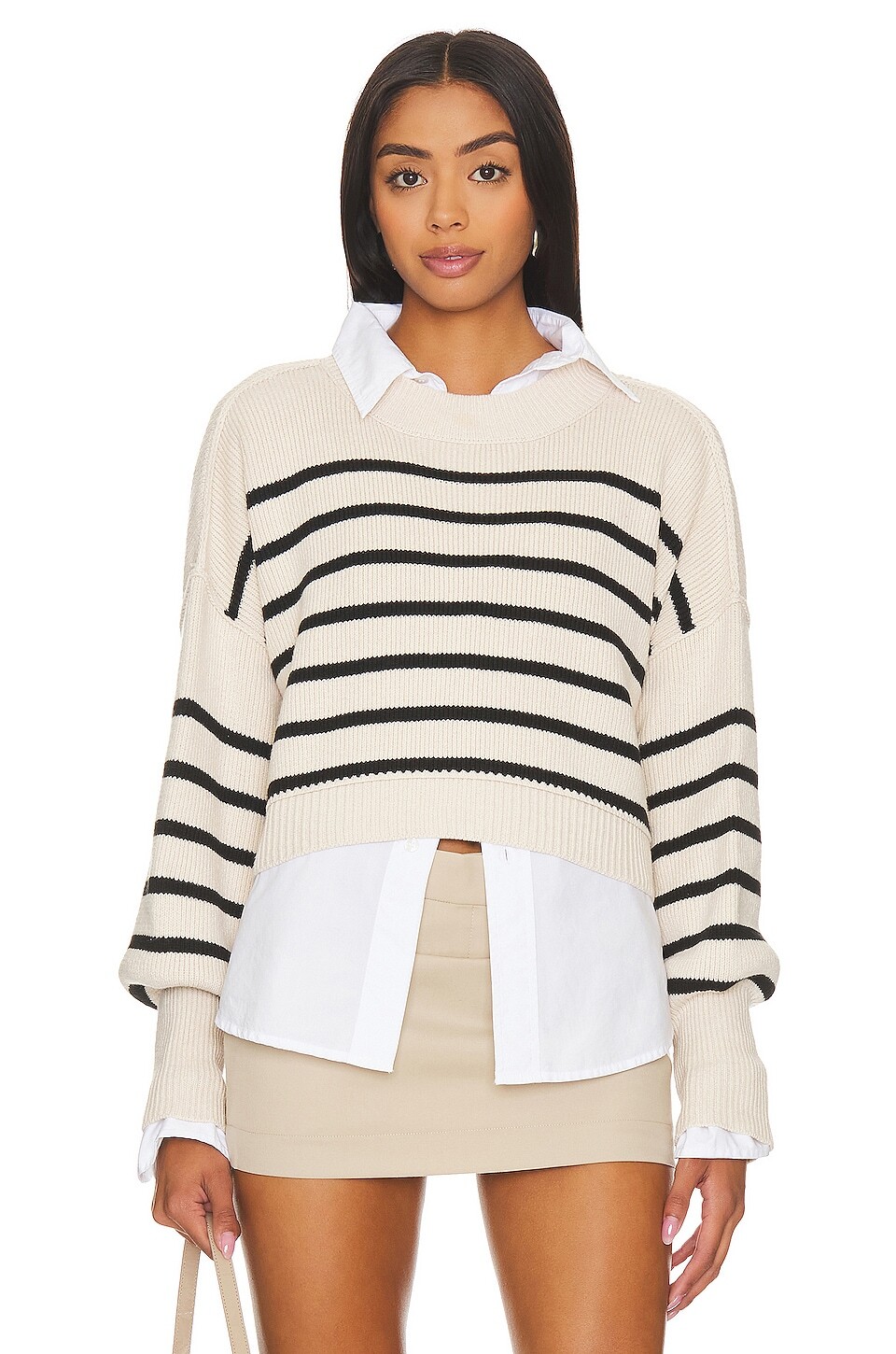 

Свитер Free People Stripe Easy Street Crop, цвет Pearl Combo