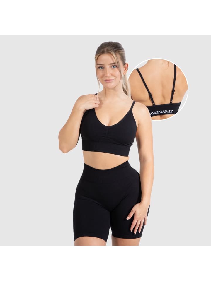 

SMILODOX Спортивный бюстгальтер Maria Solid Scrunch, черный