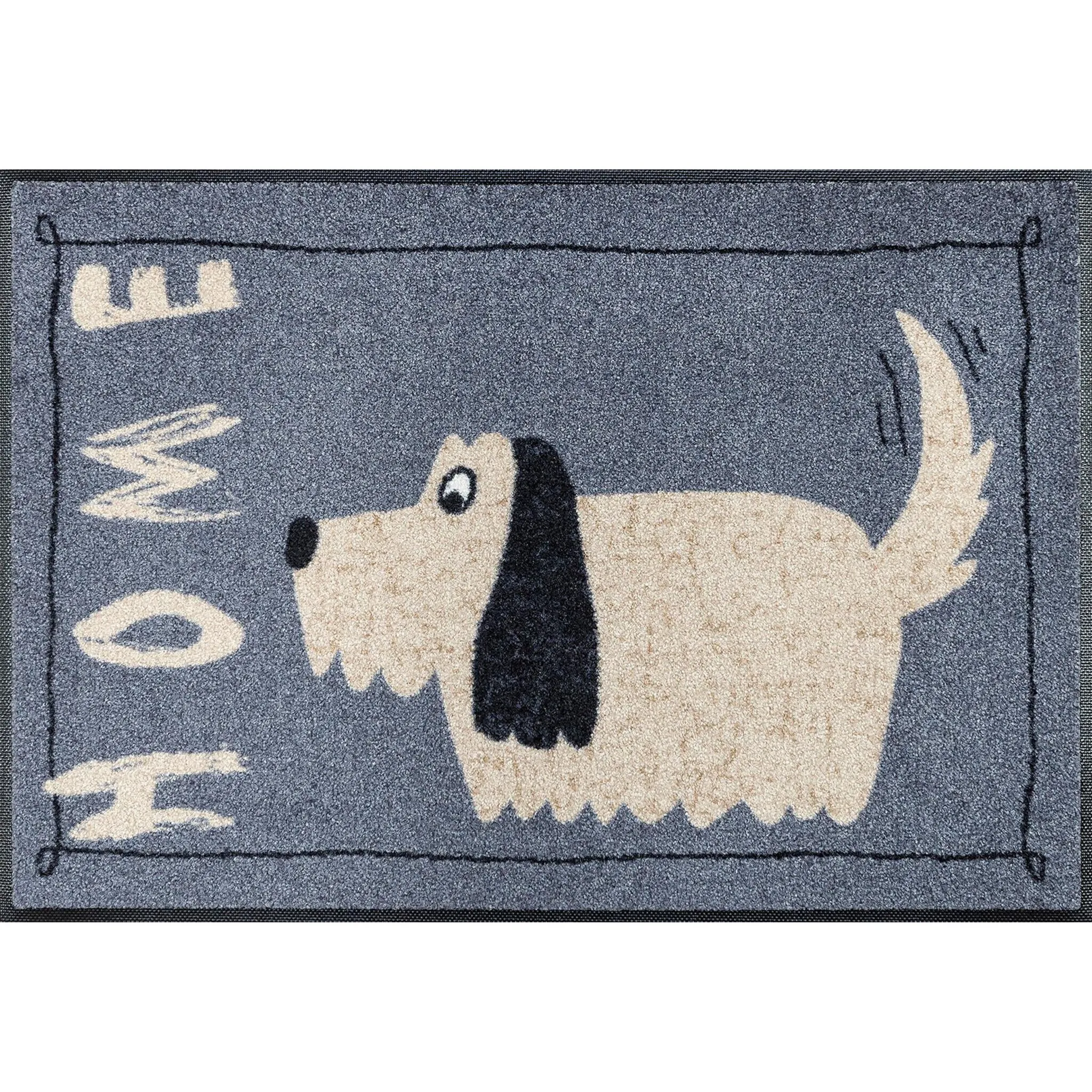 

Коврик для стирки и сушки Kleen-Tex «Doggy Home», прямоугольный, высота 7 мм, грязеулавливающий коврик, мотив собаки, с надписью, противоскользящий Wash+Dry By Kleen-Tex, серый