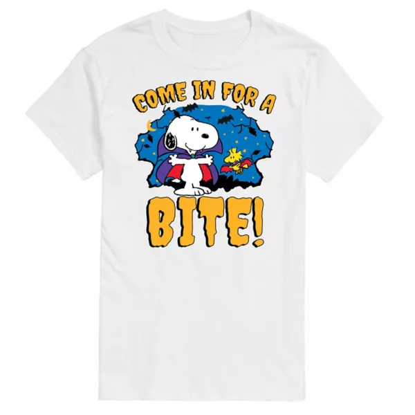 

Мужская футболка с принтом "Арахис" и Снупи, заходящим в укус Licensed Character, белый