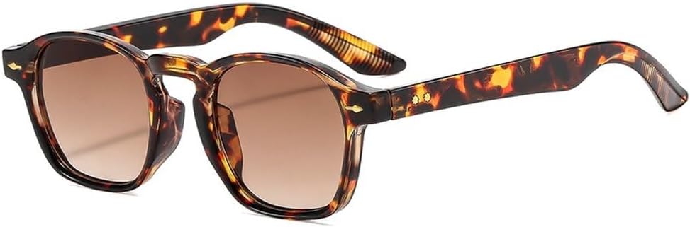 

Модные солнцезащитные очки в форме многоугольника и квадрата для женщин с прозрачными линзами цвета океана, мужские солнцезащитные очки в стиле панк с заклепками SKFGNX, Leopard Tea Gradient