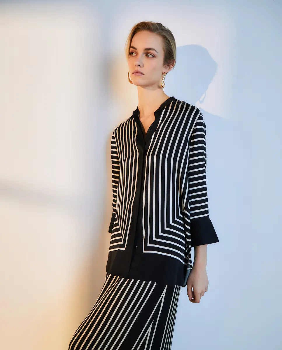 

Женский блузон с длинным рукавом и полосками Woman El Corte Inglés, черный