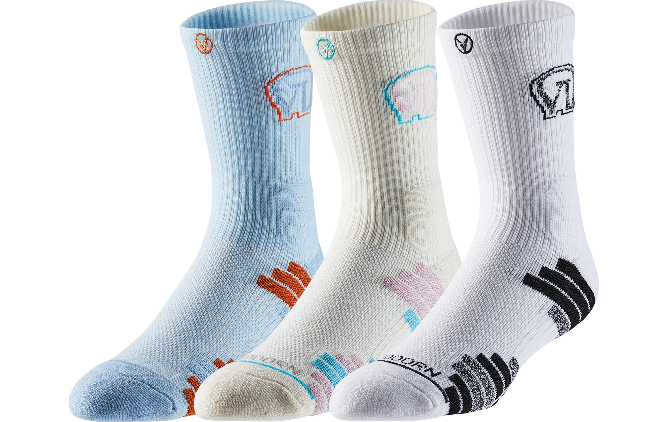 

Баскетбольные носки унисекс, комплект VEIDOORN, 3 Pack Ice Cream (Blue+Pink+White Gray)