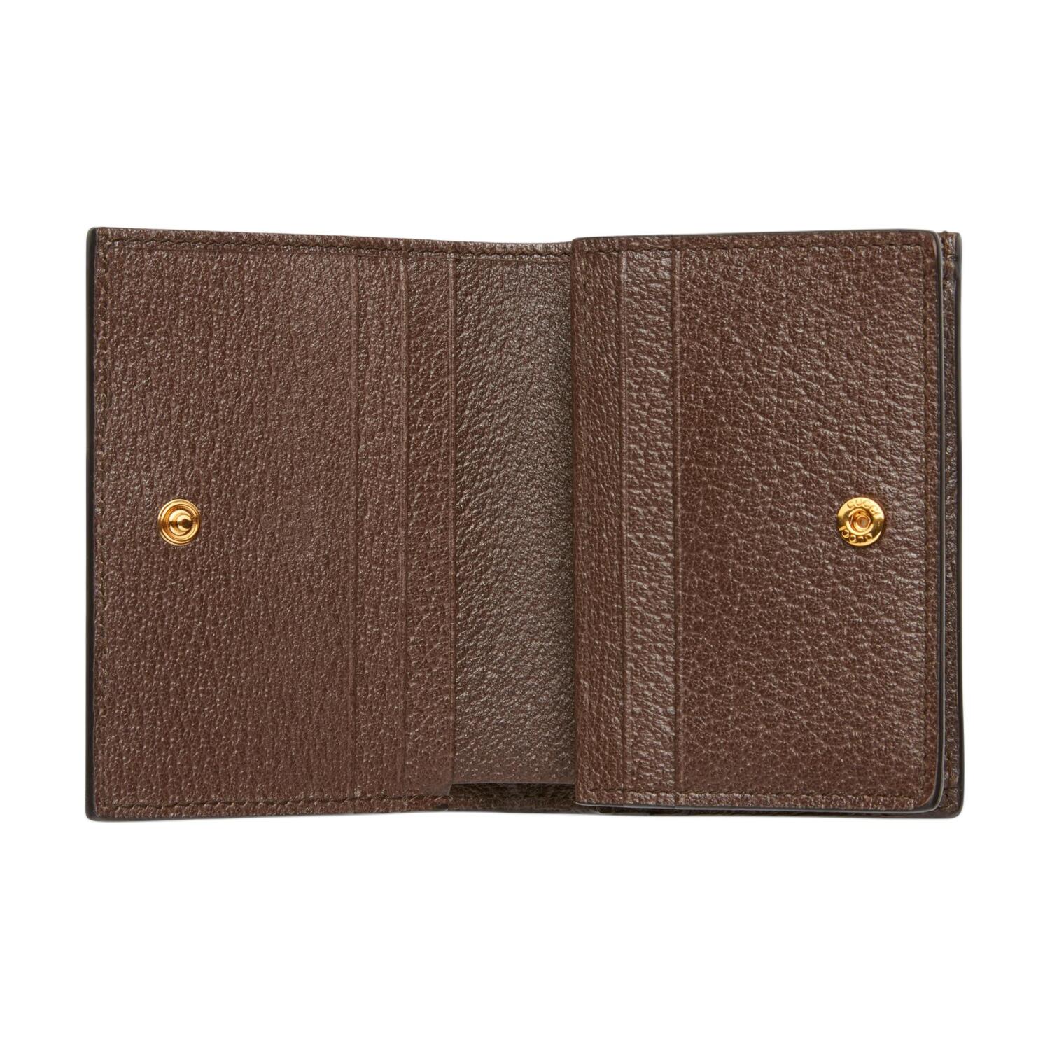 GUCCI Кошелек Ophidia Canvas With Leather, картхолдер женский Ebony/Brown — фото 4